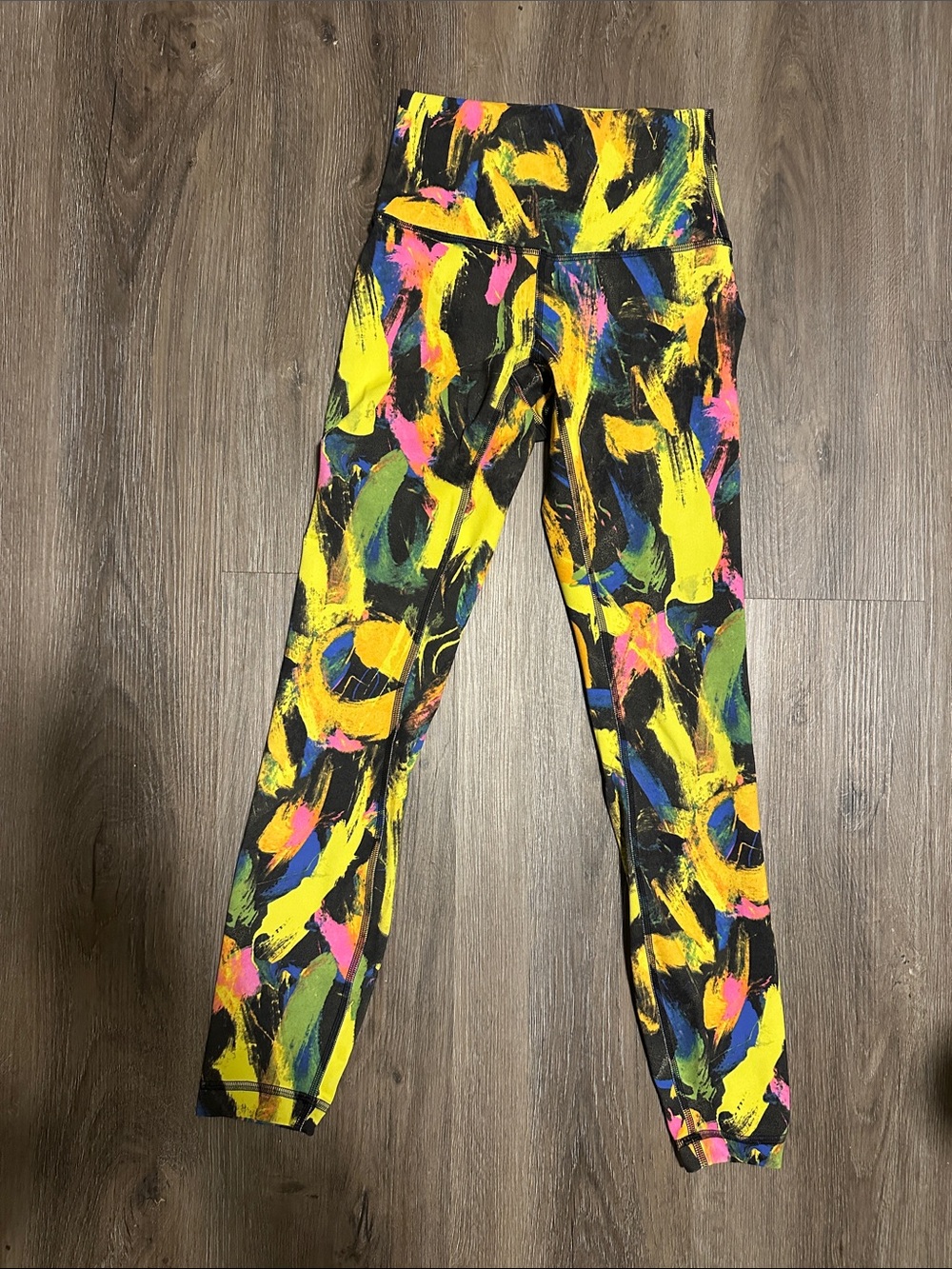 Lululemon High-Waist Paint-Print Leggings - Yellow Multi XS
